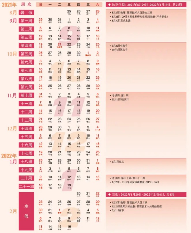 中山大學(xué)寒假什么時候放