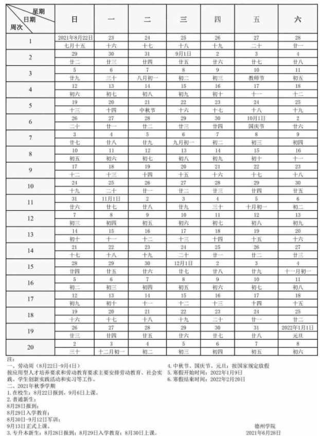德州學(xué)院寒假什么時(shí)候放