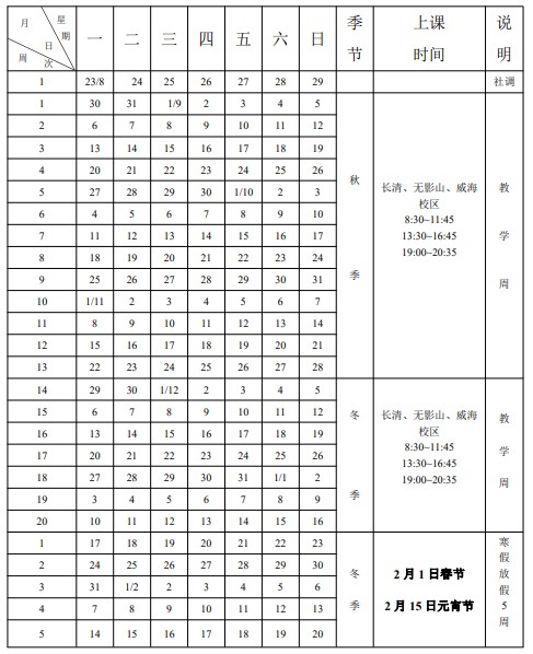 山東交通學(xué)院寒假什么時(shí)候放